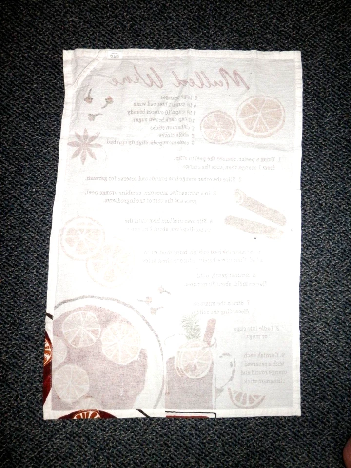 Toalha de chá receita vinho mulled TAG • Prato cozinha 17x26" algodão bebida temperada - Imagem 4 de 4