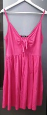 Boohoo Pink Strappy Tie Front Swing Dress UK16 EU44 US12 Summer Jersey Dress