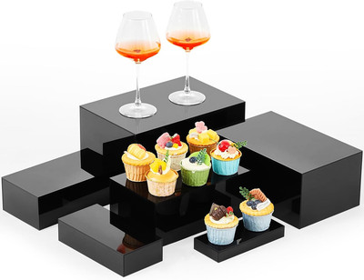 6 Pcs Food Risers for Buffet Table Large Buffet Risers Acrylic Display Box Acryl