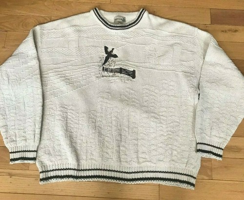 Mallard Duck Embroidered Cream Sweater 