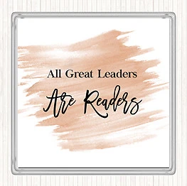 Watercolour All Great Leaders Quote Drinks Mat Coaster - Image 1 of 1