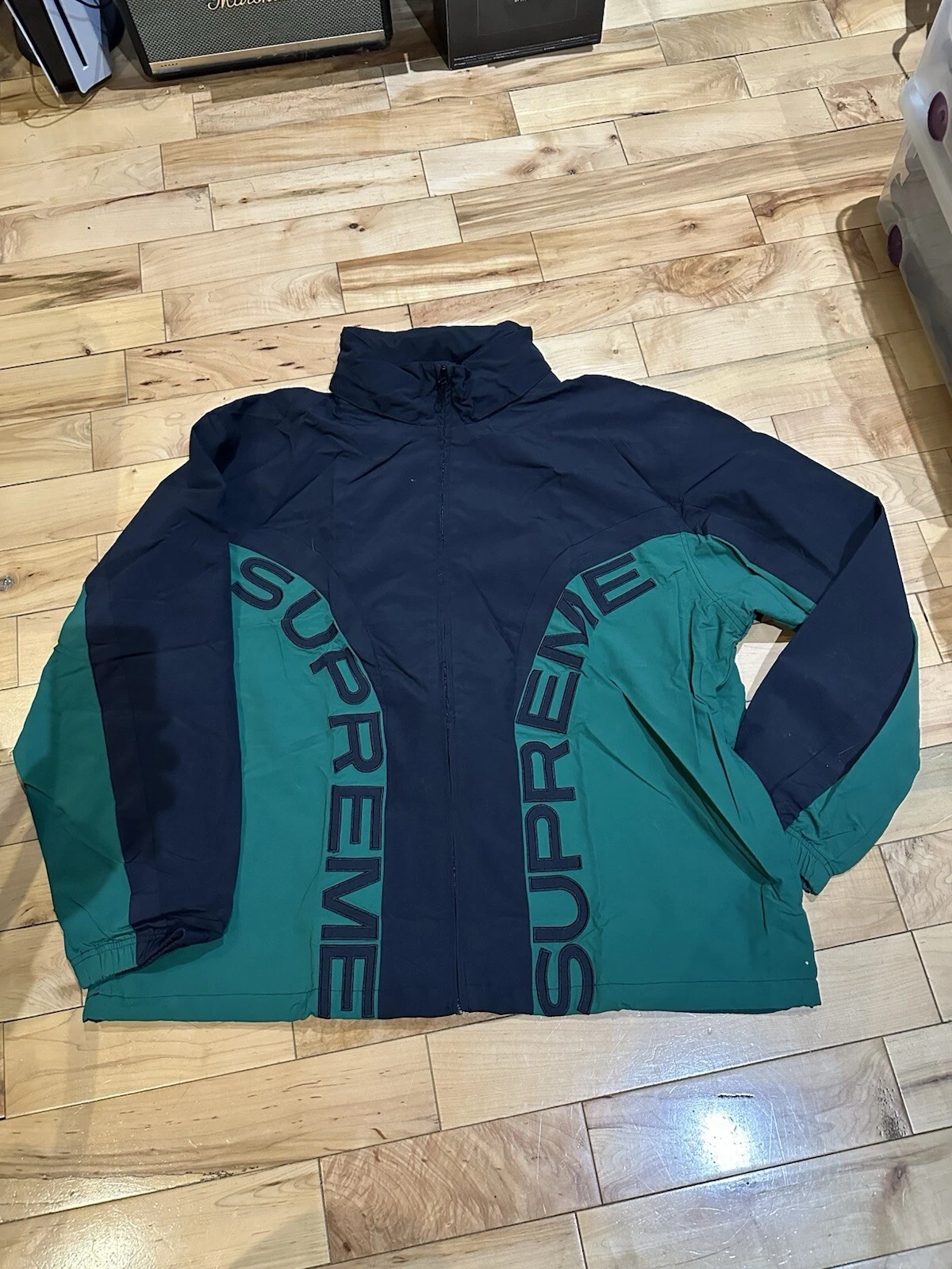 Veste de survêtement Supreme noir vert courbe capuche pliable XXL SS22 2022