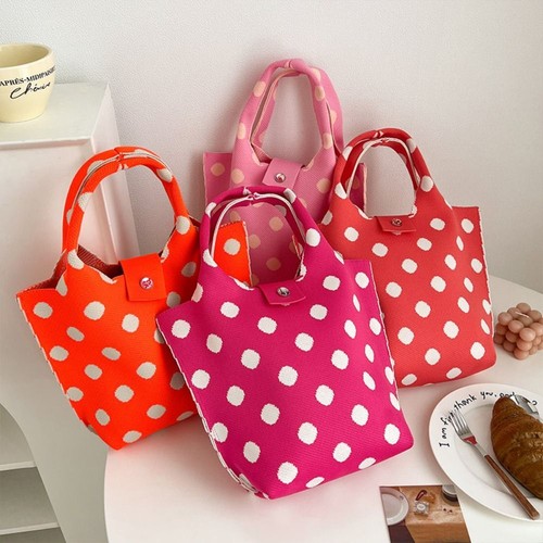 Fashion Women Girls Niche Design Tote Bag Handmade Shoulder Bag Knit
