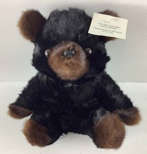 Vintage Real Fur Mink Plush Stuffed Teddy Bear 9" H