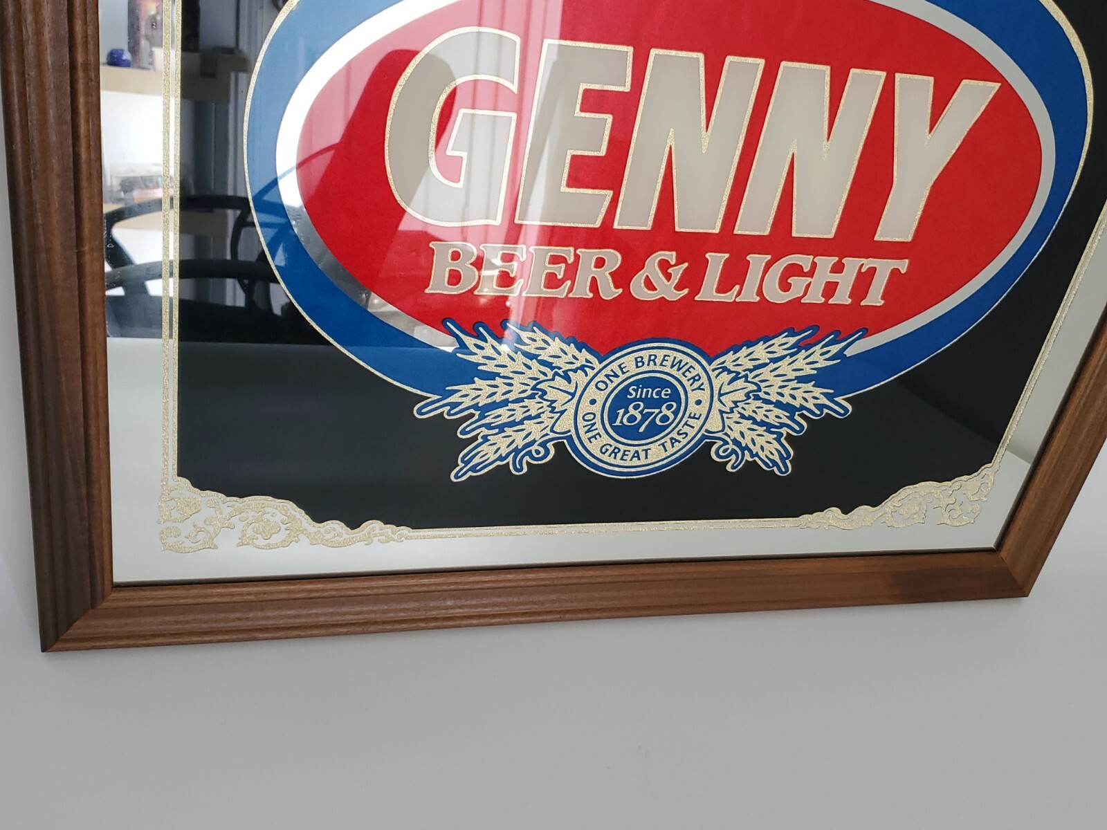 VINTAGE LARGE GENNY BEER & LIGHT ADVERTISING MIRROR TAVERN BAR GLASS MIRROR NOS eBay