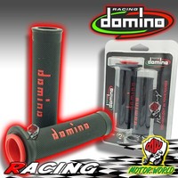 Paar Handgriffe Domino Fahren Schwarz Rot Gestanzte Universal Moto - 126Mm