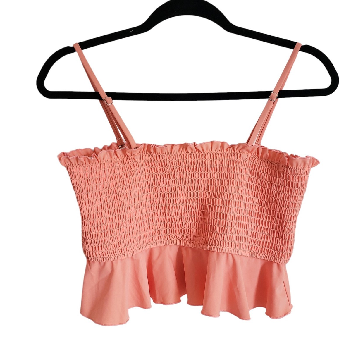 Shirred Elastic Tube Top Coral Orange Shirred Bandeau Boob Tube