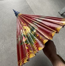Antique Vintage Paper Bamboo Chinese Parasol Umbrella