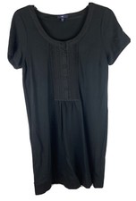 Gap Size 10 Black Womens Shift 1/2 Buttom Short Sleeve Knit Dress