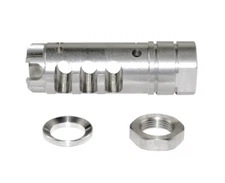 Muzzle Brake Recoil Compensator w/Jam Nut + Crush Washer 1/2"X28 Stainless Steel