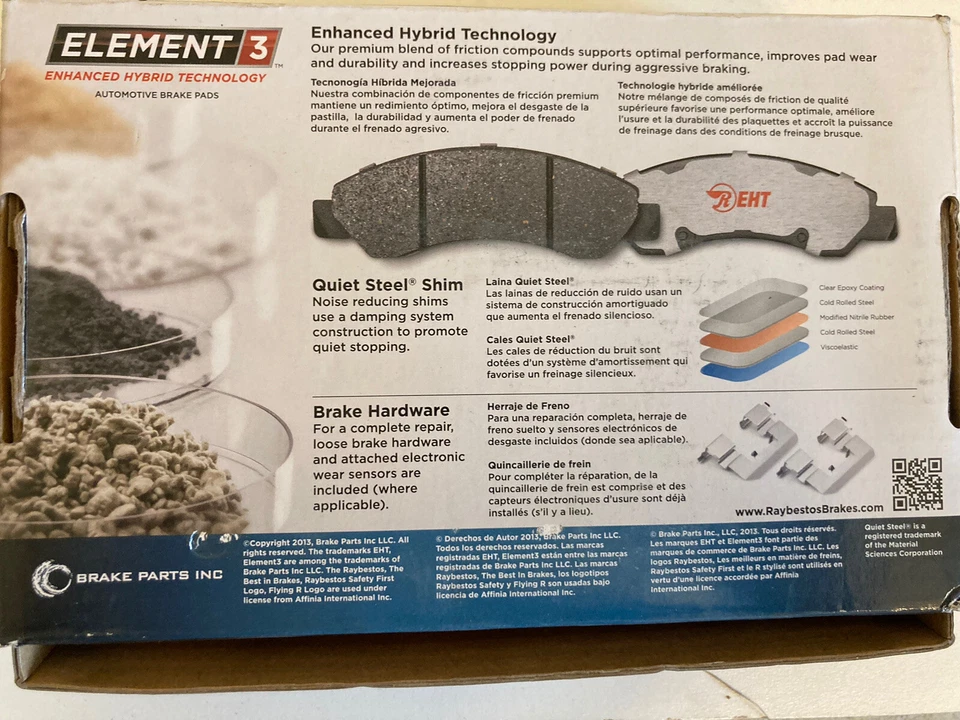 Pastillas de freno traseras Raybestos EHT795 para Volvo S60 S80 V70 XC70 2001-2009 Foto 3 de 4