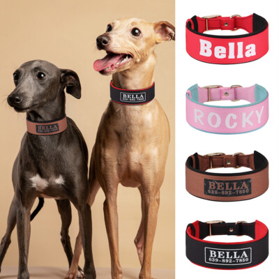 Personalized Soft Nylon Dog Collar Wide Pet Name Number Print for Medium  Large