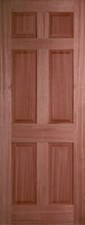 Internal Hardwood Meranti 6 Panel Unfinished Door for on site finishing