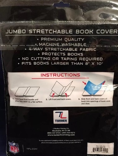 New York NY Jets Stretchable Book Cover NFL JUMBO Size for Books over 8"x10" - Foto 7 di 7