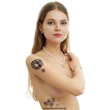 2 x Blumen Tattoo in schwarz - Verschiedene Blumen - Temporary Tattoo- CD105 (2)