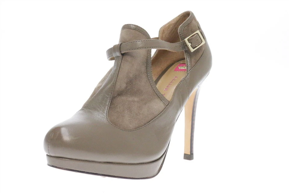 Womens Elaine Turner Taupe Leather Open Sides High Heel Booties Size 6 NEW - Image 2 of 4