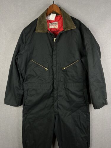 Walls Blizzard Pruf Coveralls Suit Mens Red Quilted Lined Corduroy Collar XL Rg - Picture 2 of 12