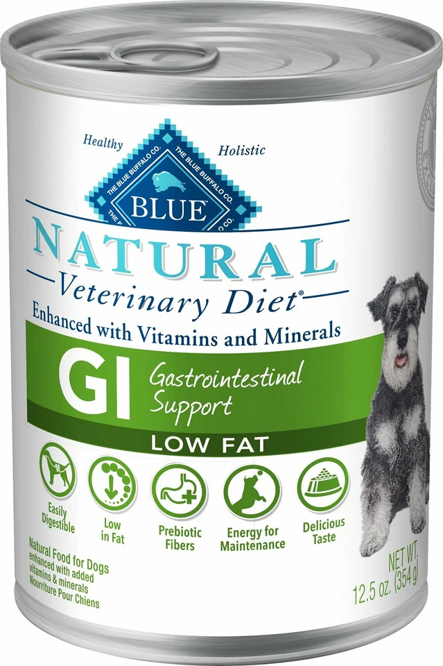 Blue Buffalo Natural GI Gastrointestinal Support Low Fat Can Dog Food 12/12.5 oz