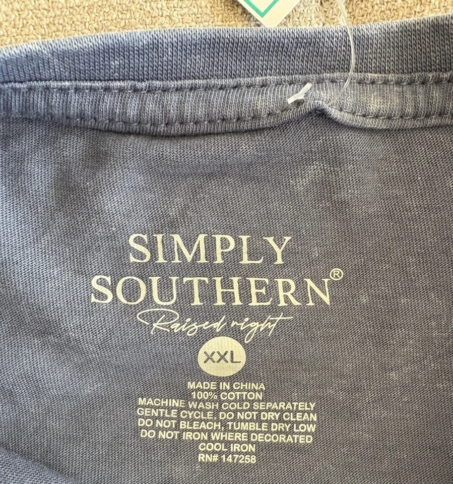 NUEVO - Camisa Simply Southern XXL Cuernos de Ciervo Noche Lluvia Gris Polvoriento Foto 4 de 4