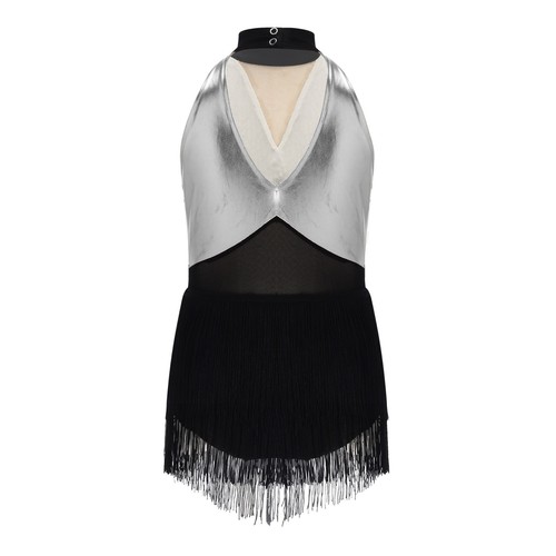 Mädchen Standardtanz Glitzer Latein Kleid Fransen Cha Cha Tanzkleid Kostüm   - Picture 13 of 54
