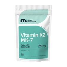 Micro Ingredients Vitamin K2 MK-7 200 mcg Per 300 Count Pack of 1 , Red