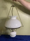 VTG  MILK-GLASS HOBNAIL  Ceiling HANGING Parlor LAMP underwriters  labratories