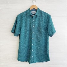 Nick Graham Blue green floral short sleeve Stretch Modern Fit Everywhere shirt M