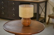 1940's Turned Walnut Bramble Lamp