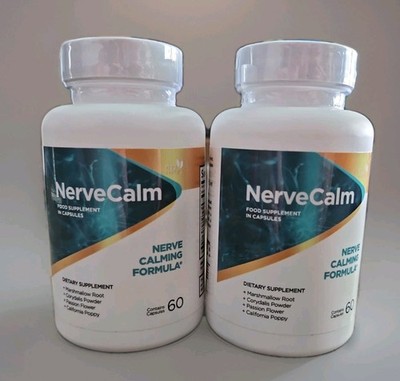 (2 Pack) Nerve Calm Capsules   NerveCalm All Natural Glycogen Support Exp 7/27