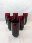 Set Of 12 Vintage Anchor Hocking Royal Ruby Red Glass  6” Flat Tumblers