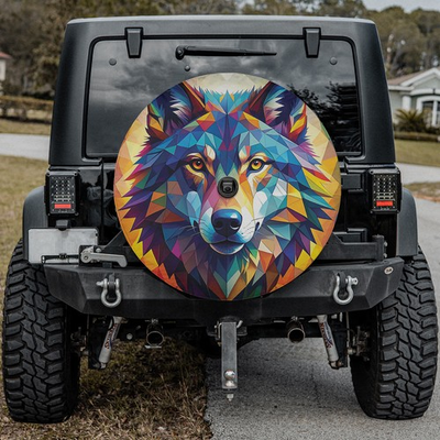 #ad Wolf Spare Tire Cover with Animal Design for Truck Car Wildlife Spare Cover $32.50