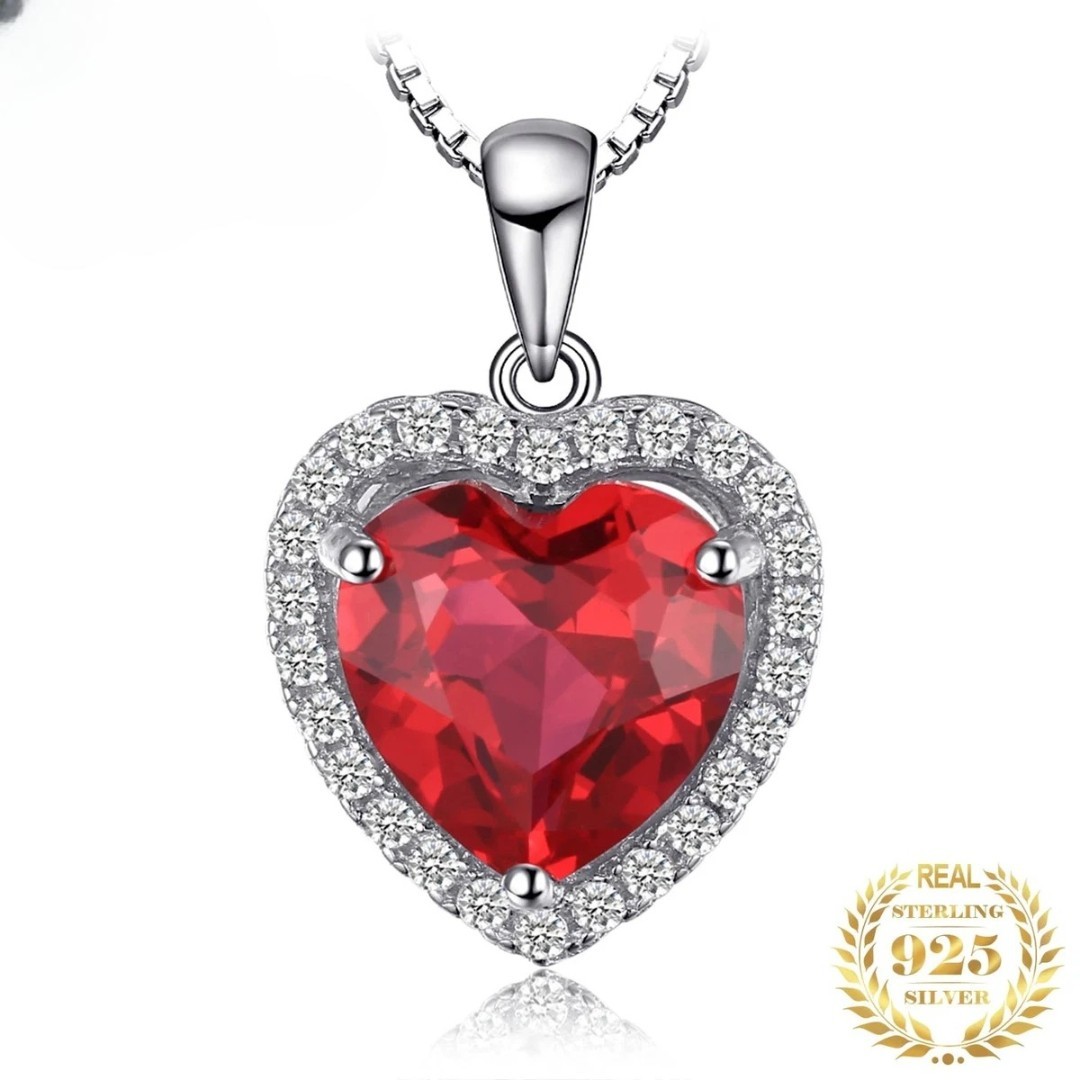 Collar Corazón Rojo Plata de Ley 925