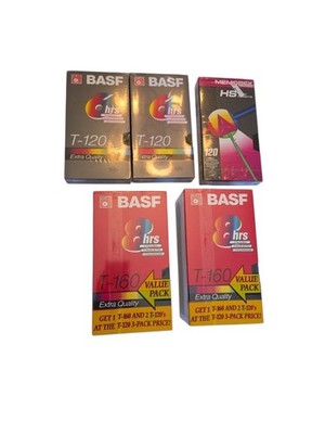 New Vintage BASF T-160 VHS Extra Quality Stereo Blank Tapes BASF T-120 Lot Of 9