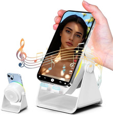 Wireless Induction Speaker Phone Stand, Portable Audio Amplifier with RGB Lights