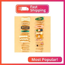 Fashion Hair Clips Set 24 Pcs Pearls Hair Clips Acrylic Resin Hair Barrettes Han