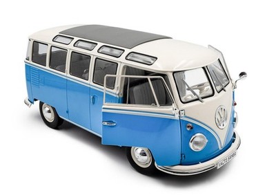 + VOLKSWAGEN VW T1 Bus Samba Modellauto 1:18 Solido blau neu S1813401