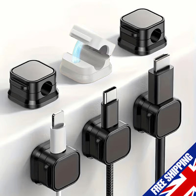 10x Selbstklebende Magnetische Kabelmanagement Clips Elektrischer Kabelhalter Organizer