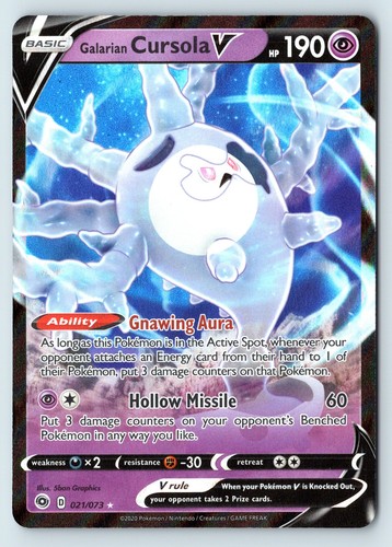 Galarian Cursola V 21/73 Champion's Path Holo Pokemon NM