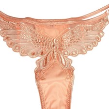 Vintage Thong Panties Double String M Butterfly Satin G V String Shiny Y2K