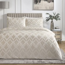 Duvet Cover Set 100% Polyester Belfort by Soiree in Champagne