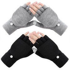 Winter Fingerless Gloves for Women, Warm Half Finger Knit Winter Gloves Women...