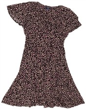 Chaps Womens A-Line Dress UK 14 Large Black Spotted Polyester CG06