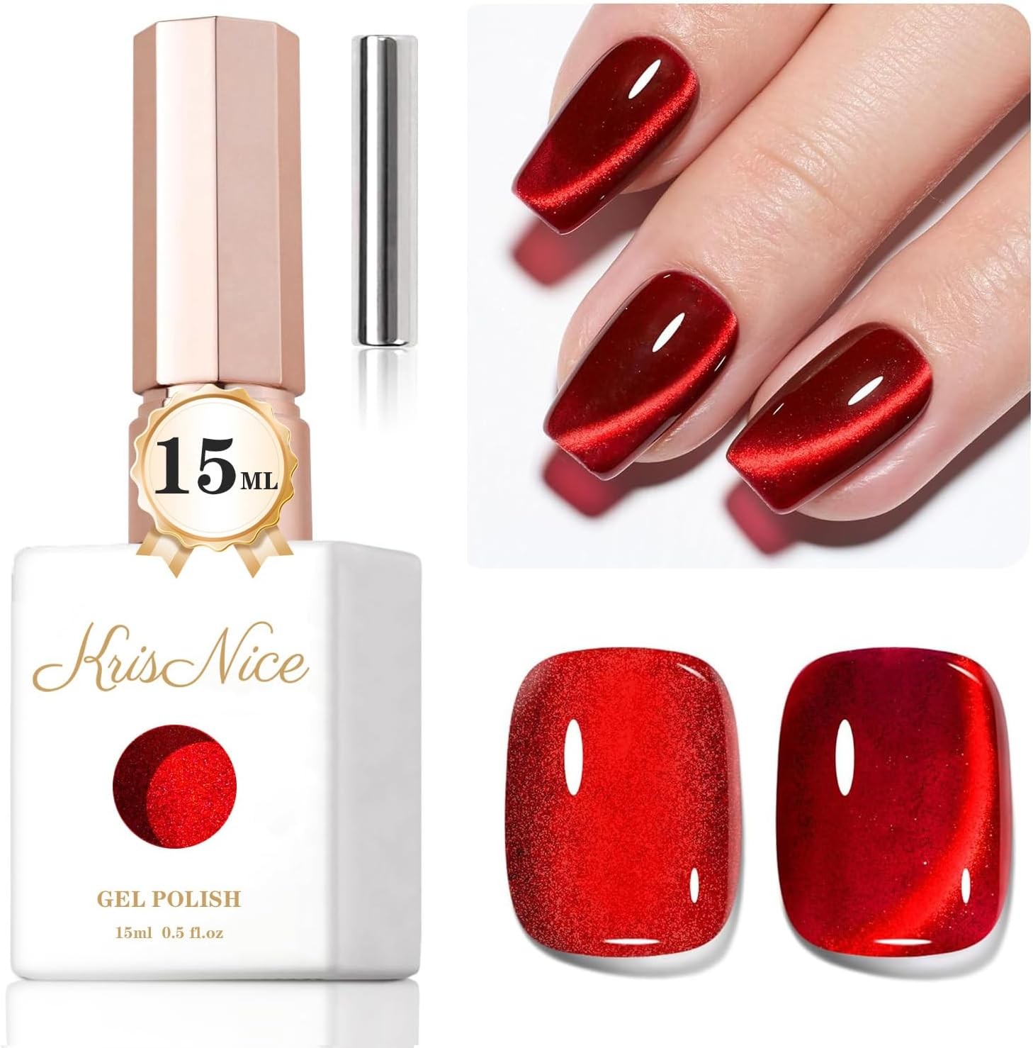 Jelly Glass Cat Eye Gel Polish with Magnet 15ML Holographic Glitter Shimmer Tra