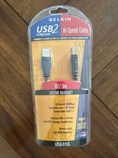 Belkin USB 2.0 Hi-Speed A Male to B Male Cable 10 ft Black F3U133-10