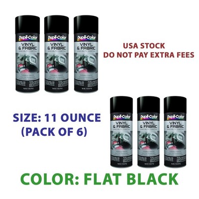 Dupli-Color HVP106 Flat Black Vinyl Fabric Coating 11 oz Aerosol 6-Pack, New