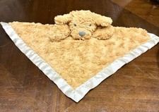 Cloud Island Brown Golden Doodle Puppy Dog Security Blanket Satin Baby Lovey