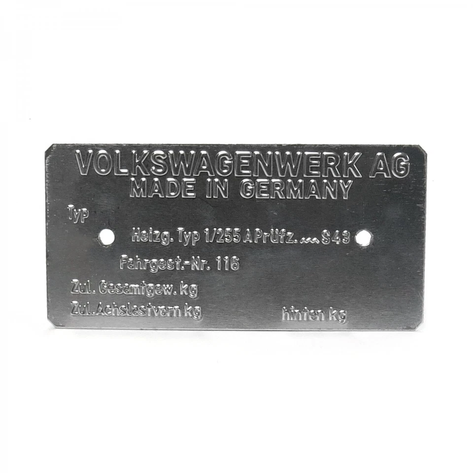 Placa de identificación VW Volkswagen VIN 1965-1973 para Beelte Bus Ghia T4 T3 Thing Foto 2 de 4