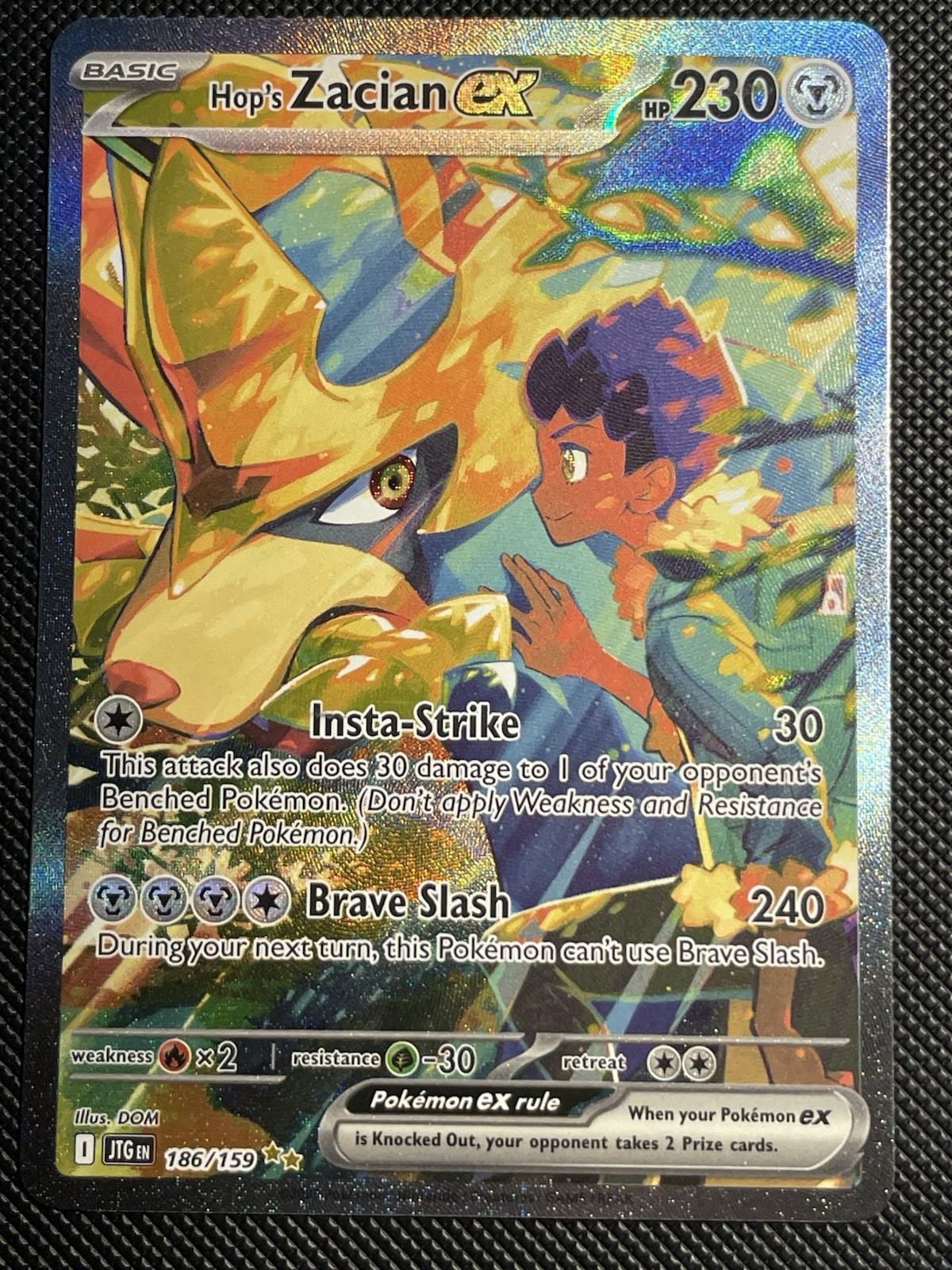 Pokémon TCG Hop's Zacian EX Card 186/159 Journey Together Sir Mint