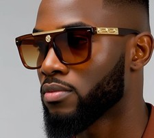 For Men Sunglasses New Design Hip Hop Fashion Rap Black Lens Glasses Retro Gold