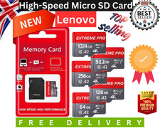 Micro SD Card 64GB 128GB 256GB 512GB 1TB High Speed Class 10 U3 V30 4K UK